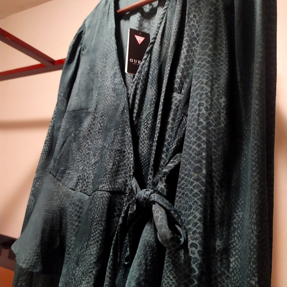 NWT Guess emerald wrap blouse, medium - Picture 1 of 7